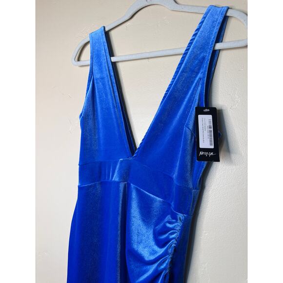 NWT Nasty Gal Plunging Velvet V-Neckline Split Midi Dress size 8 - Picture 6 of 10